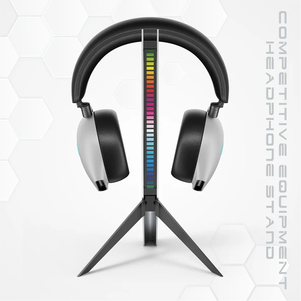 RGB Işıklı Oyuncu Kulaklık Standı - Uzay Gümüşü - 5