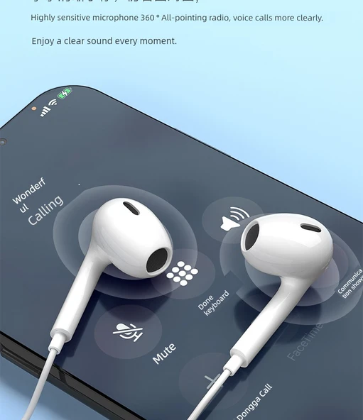 Type-C Arayüzlü Kablolu HiFi Kulak İçi Kulaklık - Klasik Beyaz - 11