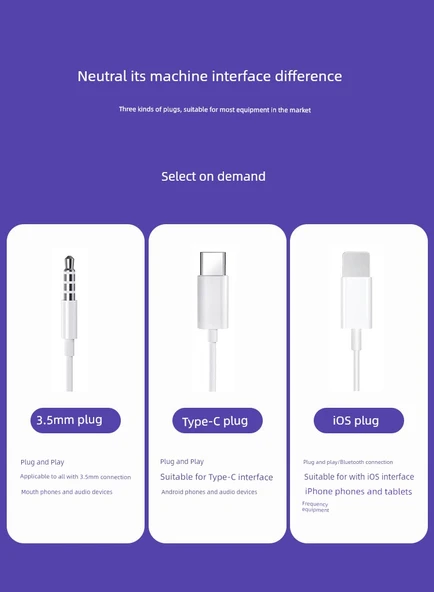 3.5mm Type-C Kablolu Kulak İçi Kulaklık - Rio Tinto A30 Dijital Kutulu - Resim 6