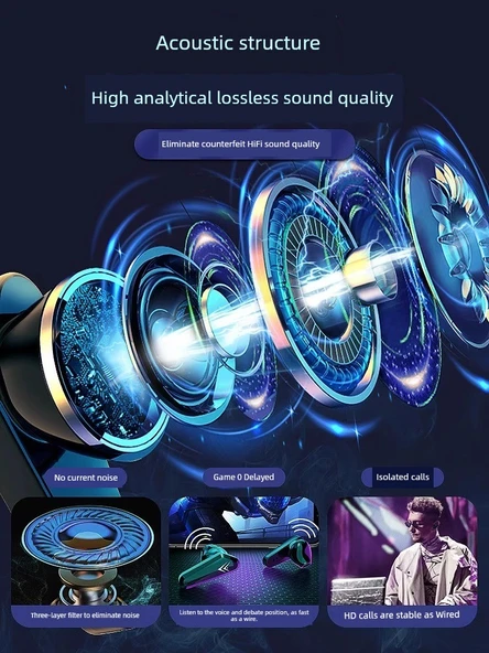 Kablosuz Bluetooth Oyuncu Kulaklığı - King Sürümü - Histen Surround Ses, Üç Mod - 3