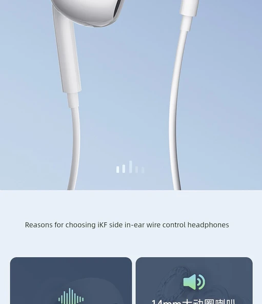 Type-C Arayüzlü Kablolu HiFi Kulak İçi Kulaklık - Klasik Beyaz - 5