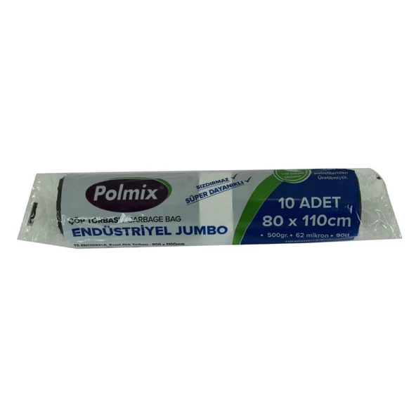 Polmix Jumbo Boy Siyah Çöp Torbası 80x110Cm 500G 62Mik 90Lt 10lu - 2