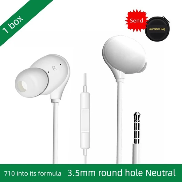 3.5mm Evrensel Kulak İçi Kulaklık - 710 Kulak İçi Kulaklık Kutusu + Makyaj Çantası
