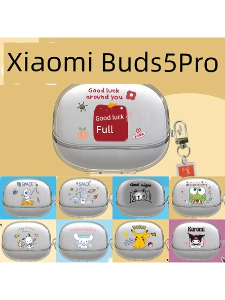 Xiaomi Buds 5 Pro Kılıf - Şeffaf Telefon Uyuyan Kedi Desenli ve Askılı - Resim 2