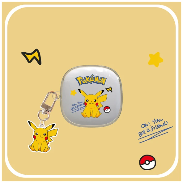Redmi Buds SE Şeffaf Kılıf - Oturan Pikachu Kolye Uçlu