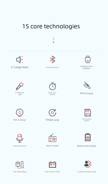 Bluetooth'lu Kablolu Hoparlör - Pembe Altın - Çalar Saat ve Kayıt Özellikli - 9
