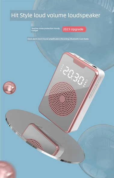 Bluetooth'lu Kablolu Hoparlör - Beyaz - Çalar Saat ve Kayıt Özellikli - 8