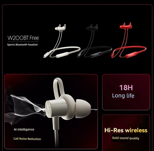 Edifier W200BT FREE Boyuna Asılan Bluetooth Kulaklık - Ay Beyazı - Resim 7