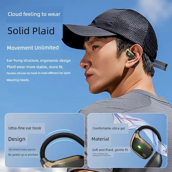 Bluetooth 5.4 Kulak Kancalı Kulaklık - Upgrade Skin - Çift Çekirdek, Hafızalı Elastik Yumuşak Kulak Askısı, Çift Marka Gürültü Azaltma - 4