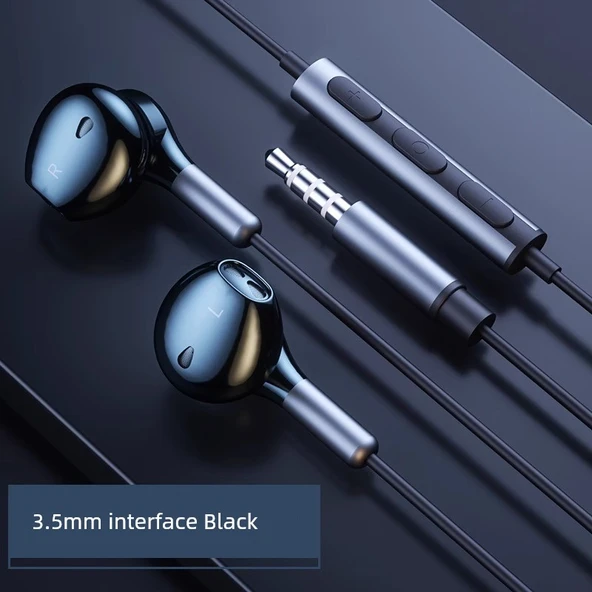 3.5mm Kablolu Kulaklık - Obsidyen Siyahı Piyano Boyalı HIFI