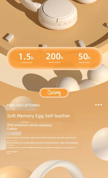 Kablosuz Bluetooth 5.4 Gaming Kulaklık - Gürültü Önleme - Uzun Ömürlü Pil - Krem Beyaz - 9