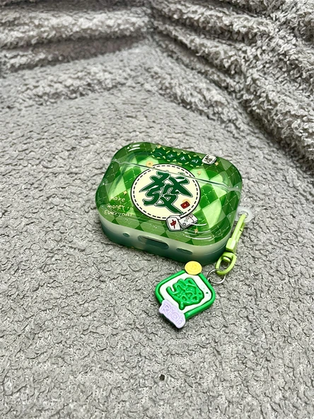AirPods 1/2 Kılıf - Şeffaf Yeşil Desenli