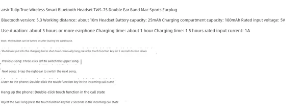 TWS-75 Bluetooth 5.3 Kulak İçi Kulaklık - Sarı Lale - 5