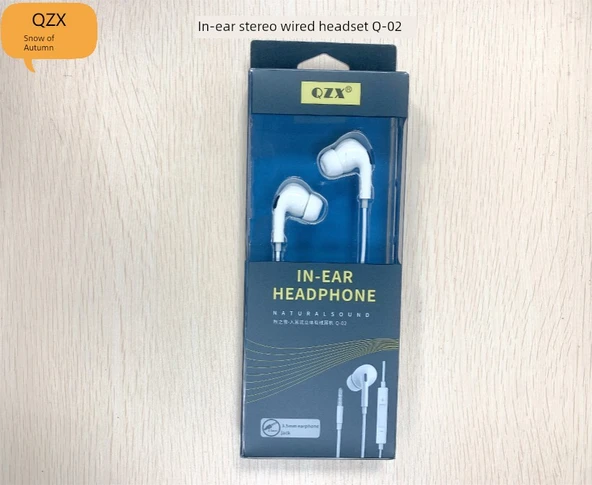 3.5mm Kablolu Kulak İçi Kulaklık - Mikrofonlu ve Kontrollü - Q-02 Model
