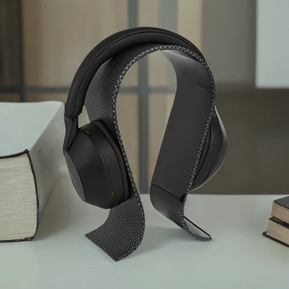 Akrilik Kulaklık Standı - Siyah 5mm Mikro Fiber Detaylı - 2