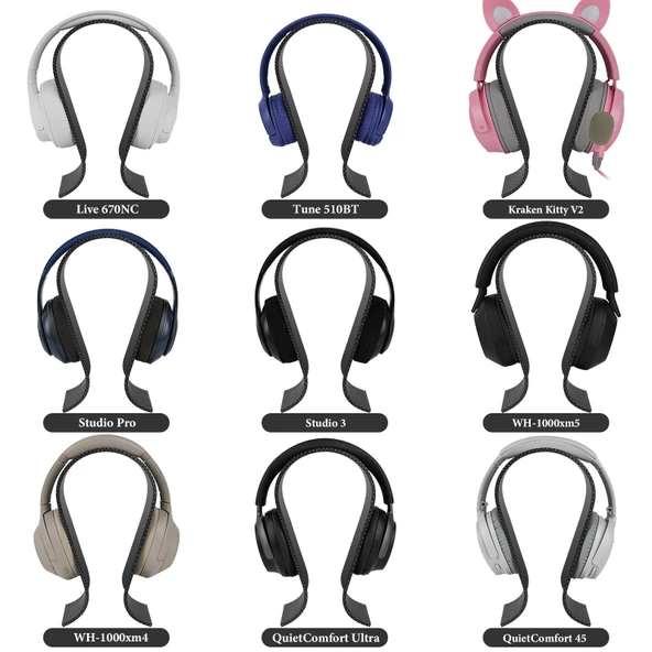 Akrilik Kulaklık Standı - Siyah 5mm Mikro Fiber Detaylı - 8