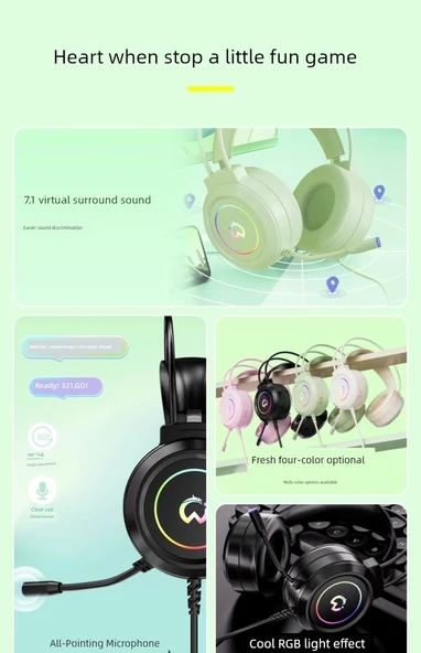 Gaming Kulaklık - Sütlü Çay Rengi - Uzun Mikrofon - Matsız - Tek Giriş - 7