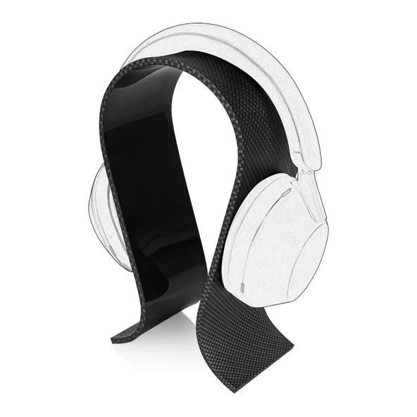 Akrilik Kulaklık Standı - Siyah 5mm Mikro Fiber Detaylı - 4