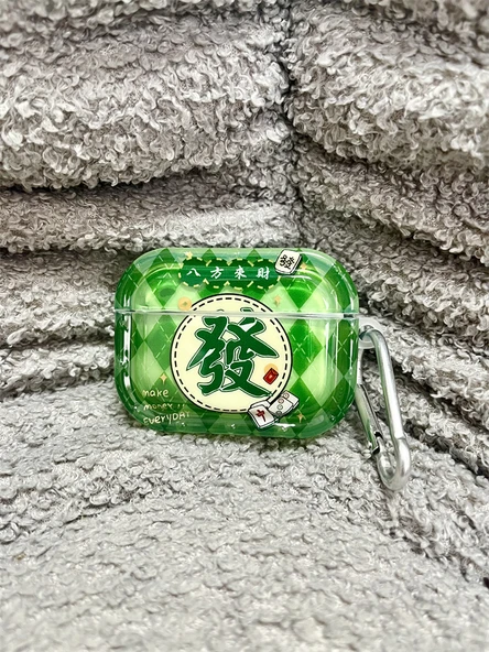 AirPods 1/2 Kılıf - Şeffaf Yeşil Desenli - 5