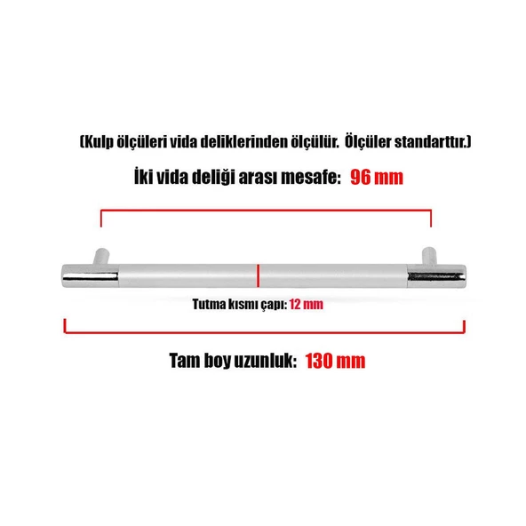 Mobilya Mutfak Çekmece Dolap Dolabı Kapak Kulpu Kulpları Kulbu (96 MM-9.6 CM) Mat Krom - 3