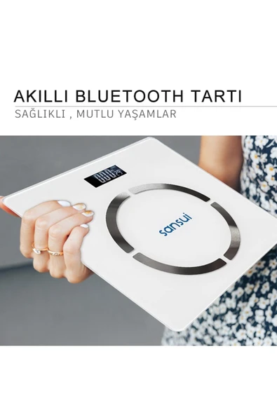 SANSUI Dijital Baskül Yağ- Kas Oranı Ve Vücut Kitle Endeksi Ölçer - Beyaz - 2