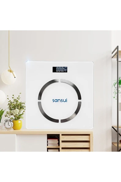 SANSUI Dijital Baskül Yağ- Kas Oranı Ve Vücut Kitle Endeksi Ölçer - Beyaz