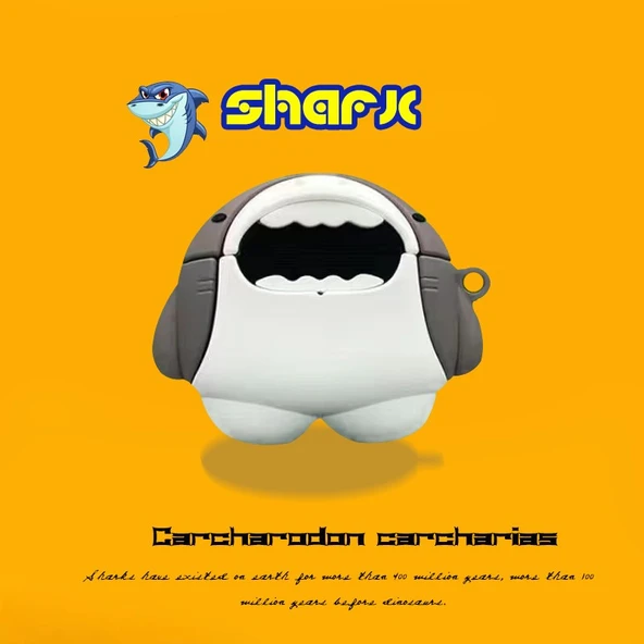 Sand Earfree i3 Uyumlu Shark Desenli Bluetooth Kulaklık Kılıfı