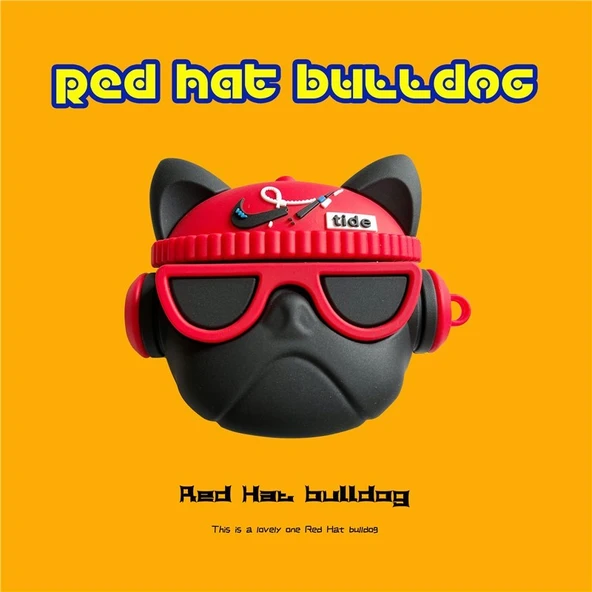 Sand Earfree i5 Uyumlu Red Hat Bulldog Desenli Bluetooth Kulaklık Kılıfı