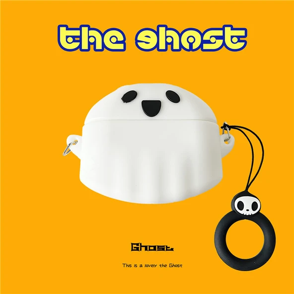 Sand Earfree i3 Uyumlu White Ghost Desenli Bluetooth Kulaklık Kılıfı