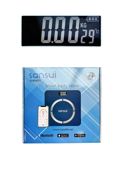 SANSUI Mavi Akıllı Bluetooth Dijital Tartı Mavi Pilli İthalatçı Garantili Cam 2 Yıl Yok - 7