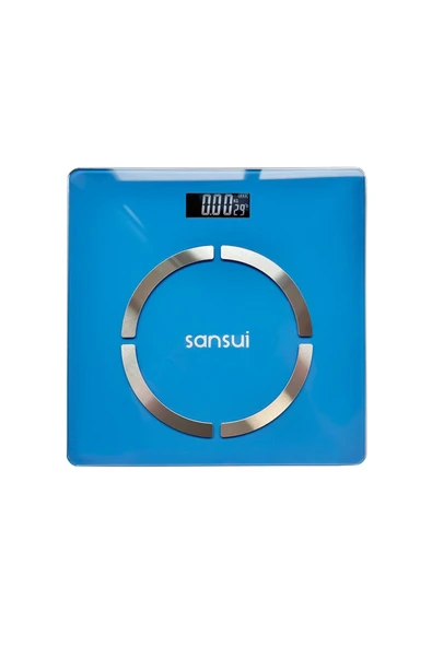SANSUI Mavi Akıllı Bluetooth Dijital Tartı Mavi Pilli İthalatçı Garantili Cam 2 Yıl Yok