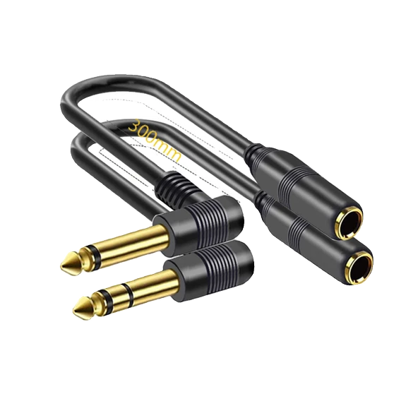 6.5mm TS Erkek - Dişi Dirsekli Mikrofon Kablosu - Çift Kanal 3m - 5