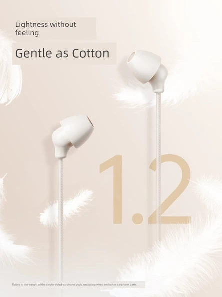 Type-C Girişli Kulak İçi Kulaklık - Ay Işığı Beyazı - Resim 3