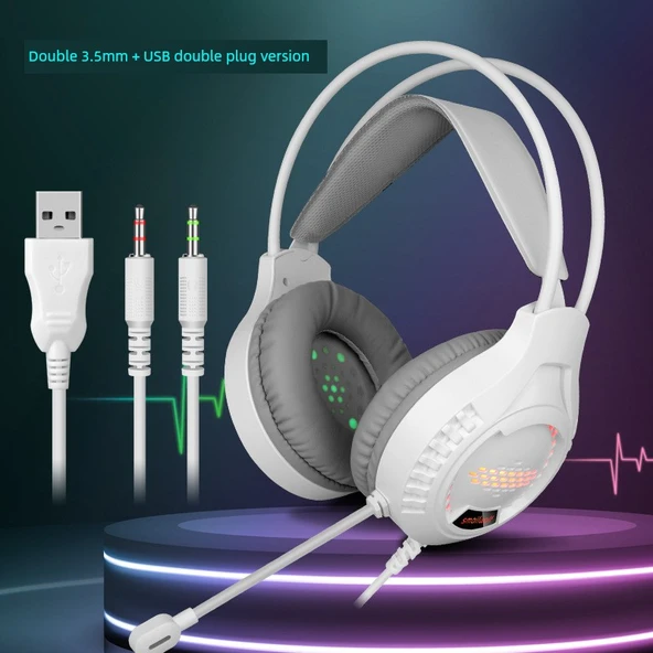 AK3 Gaming Kulaklık - Beyaz 3.5mm Çift Girişli