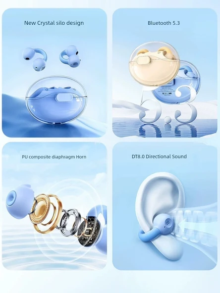 Kemik İletimli Bluetooth 5.3 Kulaklık - Açık Mavi - Resim 3