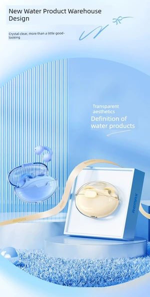 Kemik İletimli Bluetooth 5.3 Kulaklık - Açık Mavi - Resim 8