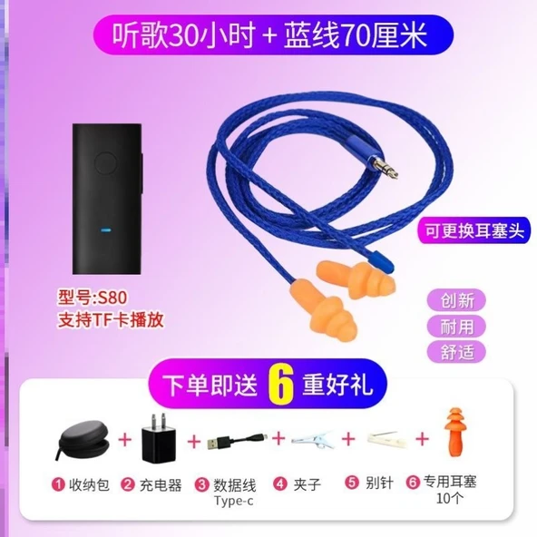Bluetooth Bas Tiz İzolasyonlu Kulak İçi Kulaklık - Bluetooth 30 Saat + Çıkarılabilir Mavi Çizgili 70cm