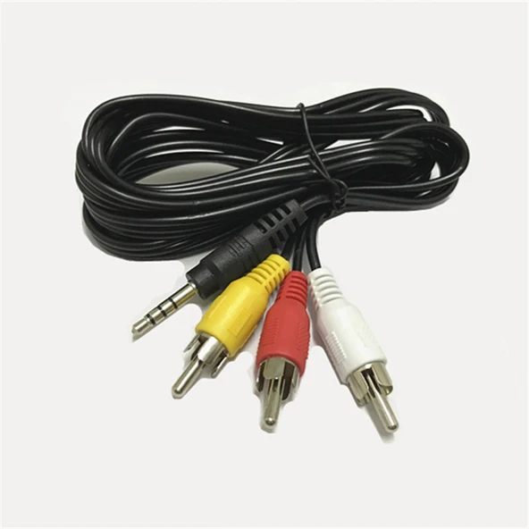 18mm Uzun Başlıklı 3.5mm - RCA AV Ses Video Kablosu - 1.5 Metre - 4