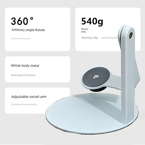 Orta Boy Masaüstü 360° Dönebilen Metal Projektör Pan Tilt Standı - Beyaz (2.5kg Taşıma Kapasiteli)