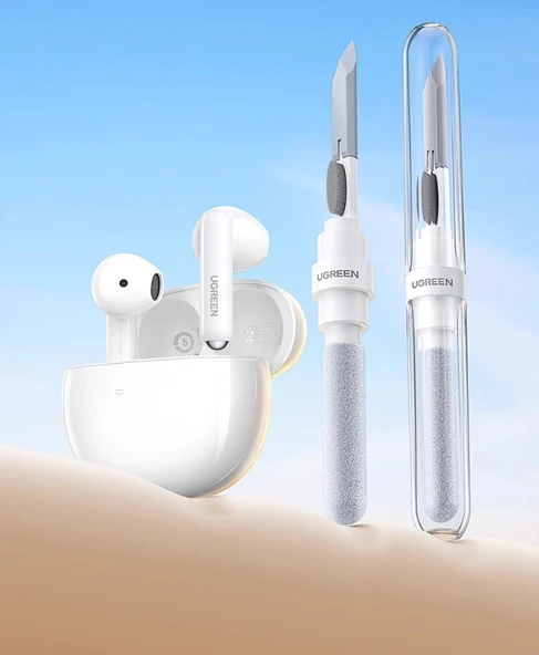 Kulaklık Temizleme Fırça Seti - Gri Silikon Uçlu, Pamuklu Çubuk, Yumuşak Fırça - Resim 8