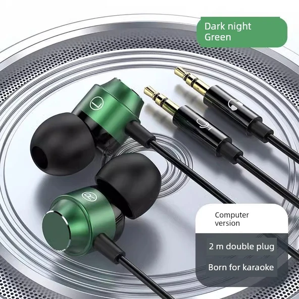 Kablolu Kulak İçi Oyuncu Kulaklığı 2M - Koyu Gece Yeşili - Dolby Surround - Gelişmiş Versiyon - Saklama Kutulu