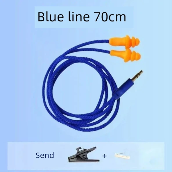 Kablolu Baslıklı Kulaklık - 70cm Mavi Çizgili