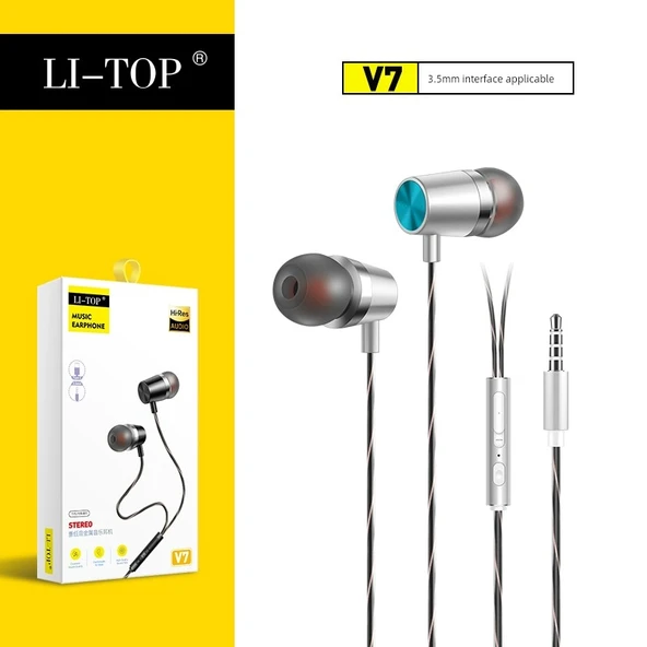 3.5mm Metal Kablolu Kulaklık - Gümüş