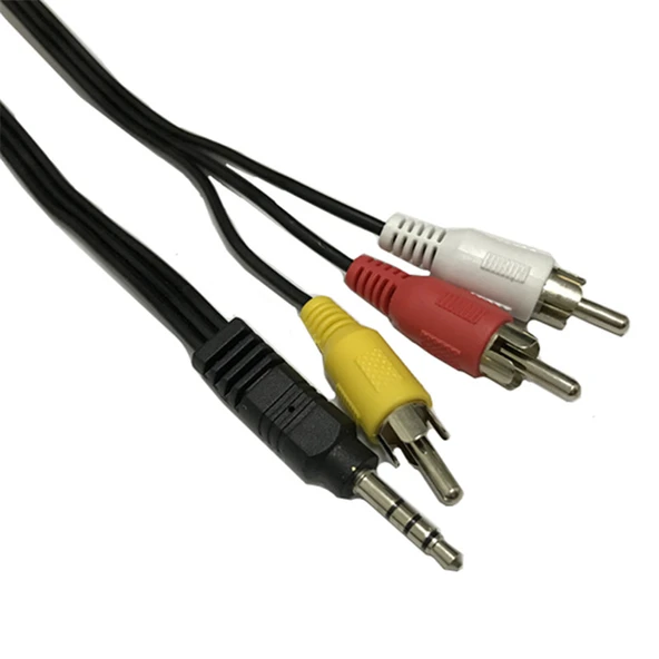 18mm Uzun Başlıklı 3.5mm - RCA AV Ses Video Kablosu - 1.5 Metre - 9