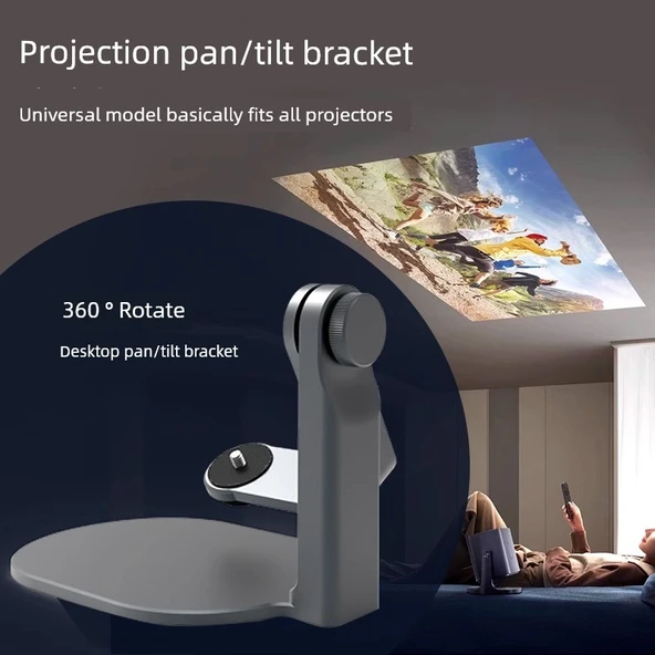 Masaüstü 360° Dönebilen Projektör Pan Tilt Standı - Siyah (1.8kg Taşıma Kapasiteli)