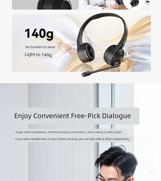 Çift Kulaklıklı Kablolu Kulaklık - USB Girişli - 9
