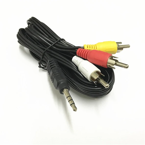 18mm Uzun Başlıklı 3.5mm - RCA AV Ses Video Kablosu - 1.5 Metre - 7
