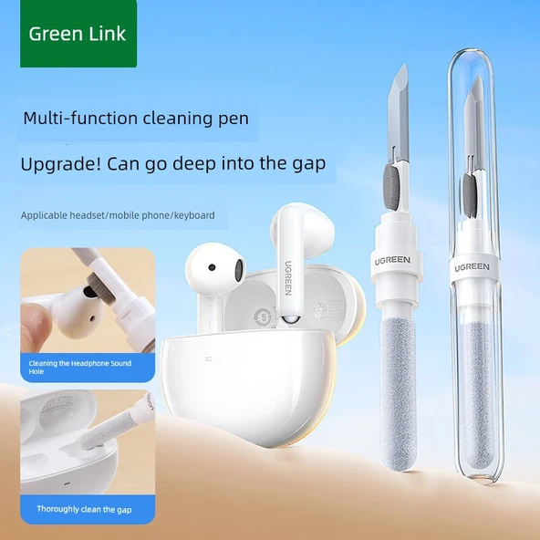 Kulaklık Temizleme Fırça Seti - Gri Silikon Uçlu, Pamuklu Çubuk, Yumuşak Fırça - Resim 2