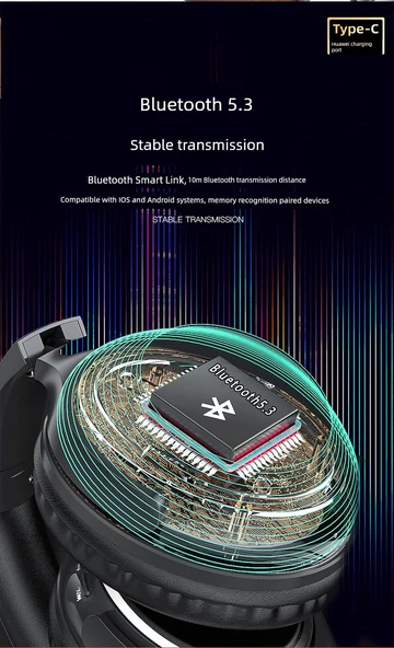 Retro Bluetooth Kulaklık - Mavi - HIFI Ses - 9