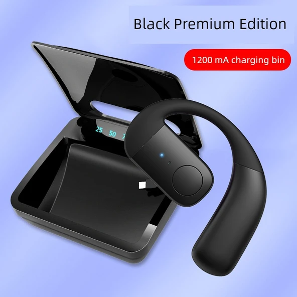 Şarj Kutulu Bluetooth 5.0 Kulak İçi Olmayan Kulaklık - Siyah Premium